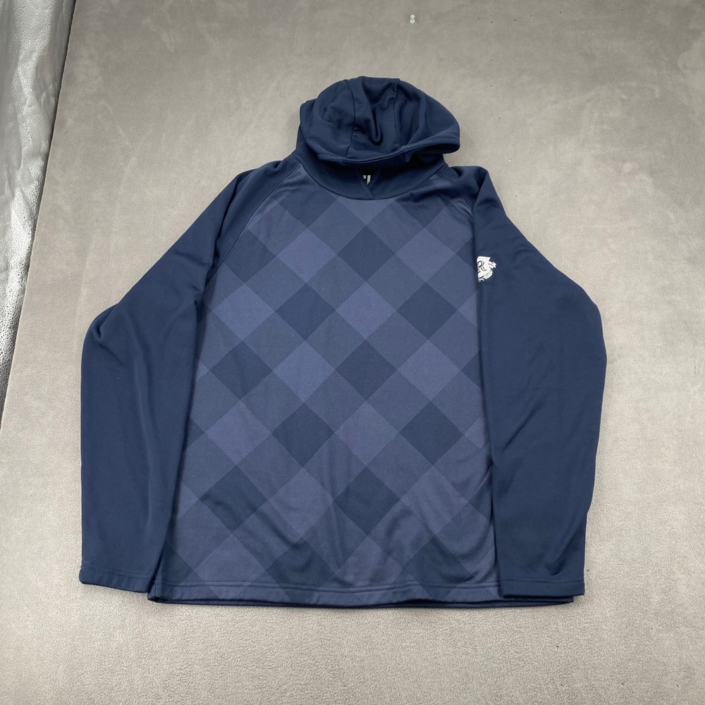 FootJoy Mens XL Navy Argyle Fleece Lined Golf Hoodie Pullover Performance 7874